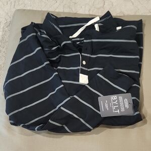 BYLT Basics Black and Gray Striped Hoodie